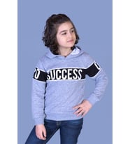 Toontoy Erkek Çocuk Garnisi Baskılı Kapüşonlu Sweatshirt ( Gri-Melanj)