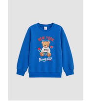 LCW Kids Mavi Ayıcık Baskılı Kız Çocuk Kalın Sweatshirt