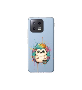 Xiaomi Mi 13 Pro ile Uyumlu Splash Kirpi Tasarımlı Şeffaf Silikon Kılıf