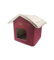 Kedi ve köpek için kırmızı yuvalı konforlu yatak 35x35x40 cm