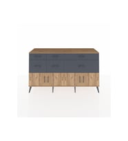 Kronos Konsol Tek Raflı 6 Çekmeceli 4 Kapaklı 176x59x99 Çam-Çam/Antrasit