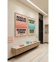 Modern Geometrik 2'li Ahşap Çerçeveli Tablo Seti