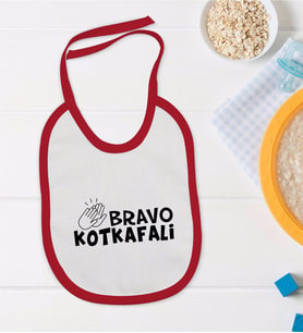 BK Kids Bravo Kotkafali Tasarımlı Kırmızı Bebek Mama Önlüğü-1