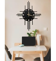 ALPHA METAL DESIGN Nine Three Yazılı Duvar Saati - 41X41 Cm Metal Duvar Saati - Siyah Duvar Saati AMD3080
