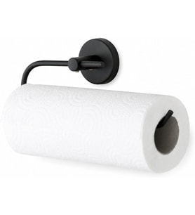 Siyah Kağıt Havluluk, Yapışkanlı ve Vidalı Montajlı Rulo Havlu Askısı, Mat Siyah Statik Boyama, 35 mm Oval Bantlı Mutfak ve Banyo Kağıt Havlu Tutucu