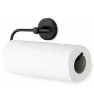 Siyah Kağıt Havluluk, Yapışkanlı ve Vidalı Montajlı Rulo Havlu Askısı, Mat Siyah Statik Boyama, 35 mm Oval Bantlı Mutfak ve Banyo Kağıt Havlu Tutucu