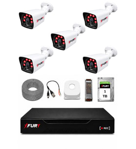 FURY 5 Kameralı Güvenlik Kamera Seti 2MP 1080P Full HD 6 Atom LED Gece Görüşlü 1 TB HDD 5525