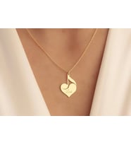 Kişiye Özel 925 Ayar Gümüş Minimal Müzik Notası Kalp İsim Kolye (Gold)