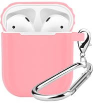 Airpods 1/2 Uyumlu Rubber Silicone Case Kancalı Yumuşak Silikon Kılıf Airpods 1 ve 2 Uyumlu Kulaklık Kılıfı (Pembe)