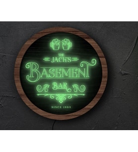 BK Gift Kişiye Özel Led Işıklı Yuvarlak Bar Tabelası, Işıklı Tabela, Bar Dekorasyonu, Duvar Dekoru, Home Bar Tabela-12