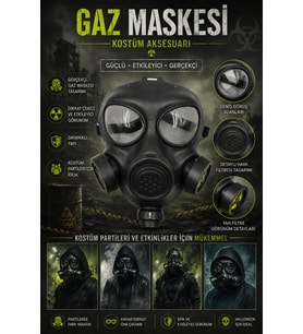 Halloween Plastik Gaz Maskesi Korku Kostüm Cadılar Bayramı Parti Cosplay Yüz Maske Aksesuarı