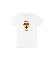 Accra Gana Bayraklı Kalpli Tişört (Beyaz)
