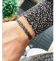 Hematit Doğaltaş Füme Gümüş Zikzak Model Erkek Moda Popüler Bileklik Uygundur Bileklik Unisex