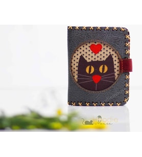 Kedi Aski Figürlü Küçük Cüzdan Etnik Bohem Retro Style - Antrasit