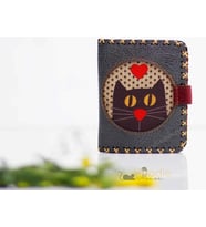 Kedi Aski Figürlü Küçük Cüzdan Etnik Bohem Retro Style - Antrasit