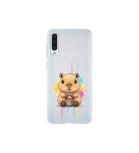 Samsung Galaxy A50 ile Uyumlu Splash Kapibara Tasarımlı Şeffaf Silikon Kılıf