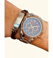 Dial’x Marka 2 Yıl Grantili Çellik Erkek Kol Saat+%100 Deri ve Çelik Bilekik Set (Rose)