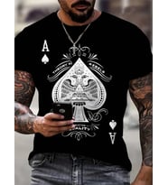 Erkekkısa Kollu Yuvarlak Yaka Desenli Viskon T-shirt