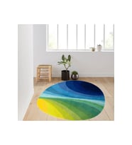 Eliana Home Baskılı, Yıkanabilir Kaymaz Taban Yuvarlak Halı LNA7284 120x120 cm (Mavi)