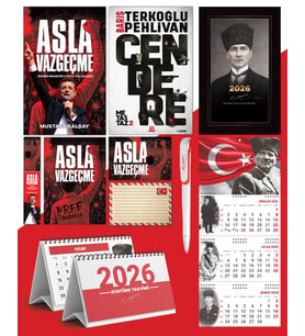 Asla Vazgeçme - Ayraç - Kartpostal - Poster - Cendere -  2026 Ajanda Kalpaklı - Ay Yıldız Duvar Takvimi - Masa Takvimi