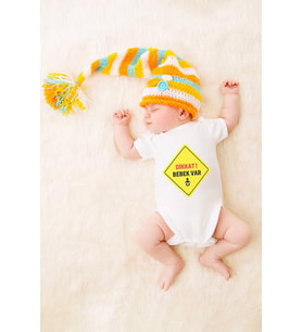Unisex Bebek Dikkat Bebek Var Baskılı Body Zıbın