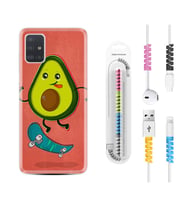 Samsung a71 A72 A73 A7 A9 2018 C7 C9 Kılıf Kablo Koruma Spiral Silikon Avokado Skate 1741