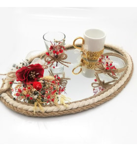 Lora Davet Damat kahve fincanı tepsisi (1 Adet) Kırmızı - 53182