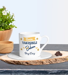 Kişiye Özel Babalar Günü Temalı Türk Kahvesi Fincanı
