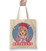 Cute Excited Anime Girl Funny Excited Face Bez Çanta Uzun Saplı