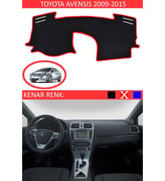 Toyota Avensis 2009-2015 Için Uygun Torpido Koruma Halısı Siyah Kenar Renk Kırmızı