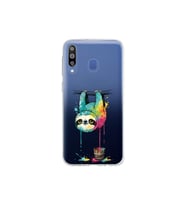 Samsung Galaxy M30 ile Uyumlu Splash Tembel Hayvan Tasarımlı Şeffaf Silikon Kılıf