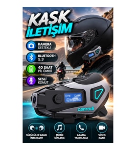 Motosiklet Kask Bluetooth Kulaklık Kamera Destekli 40 Saat Pil Bluetooth 5.3 Sesli Komut