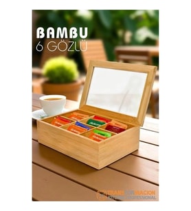 Poşet Çay Kutusu Ahşap Sallama Çay Organizer Kahve Aksesuar Kutusu 721846