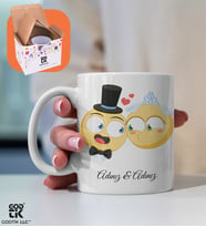 Kişiye Özel Karı Koca Emoji Tasarımlı Premium Porselen Kupa - GDTK-901025