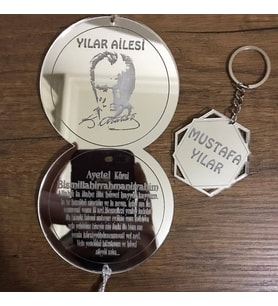 Kişiye Özel Atatürk Araba Süsü Pleksi Dikiz Aynası Süsü 1 Anahtarlık