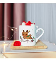 Mutlu Yıllar & Merry Christmas Yılbaşı Tasarımlı Ahşap Tabaklı Türk Kahvesi Fincanı