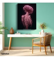 Dikey Kanvas Tablo İnsan Anatomisi Çiçek Anatomik Tablo Ev Ofis Duvar Dekoru