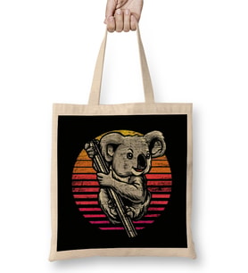 Koala Bear Retro Cute Koala Bez Çanta Uzun Saplı