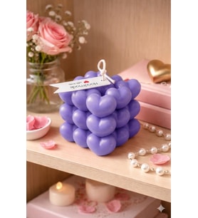 Kalp Küpü Mum - Mumelia Candles Doğal Soya, El Yapımı, Dekoratif - Mor
