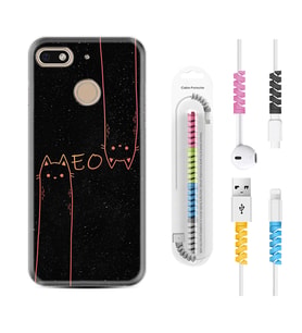 General Mobile GM8 Go GM9 GM20 Pro Plus Kılıf Kablo Koruma Spiral Silikon Meow 1657
