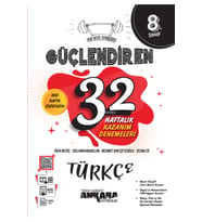 Ankara Yayıncılık 8. Sınıf Güçlendiren 32 Haftalık Türkçe Kazanım Denemeleri (Çok Renkli)