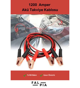 Premium Seri %100 Bakır Kalın Kablo 1200 Amper Güçlü Araç Oto Akü Takviye Hızlı Şarj Kablosu 1 Adet