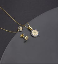 925 Ayar Gümüş Nazar Kolye Küpe Set
