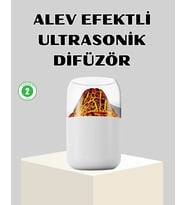 Ultrasonik Alev Efektli Aromaterapi Difüzörü Usb Şarjlı Otomatik Kapanma Özellikli
