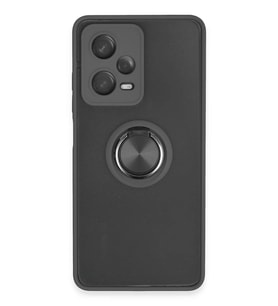 Mey İthalat® Redmi Note 12 5G Kılıf Montreal Yüzüklü Silikon Kapak - Siyah