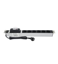 19" 1U 6'Lı Schuko Sigortalı Aluminyum Rack Kabin Grup Priz Pdu