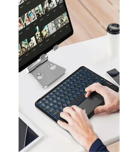 Samsung Tab A9+ Plus SX-210 11" Uyumlu Şarjlı Touchpadli Yuvarlak Tuş RGB Bluetooth Klavye