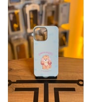 iPhone 14 Pro Max Uyumlu Özel Tasarım Sevimli Figürlü Deri Dokulu Telefon Kılıfı (Açık Mavi)