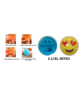 KALP EMOJİ MAVİ CEYLAN CEP SOBASI,EL ISITICI,2 ADET SICAK SU TORBASI PVC  9cm