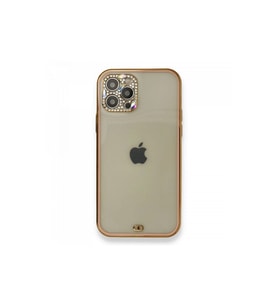 Apple İphone 12 Pro Kılıf Liva Taşlı Silikon - Pembe